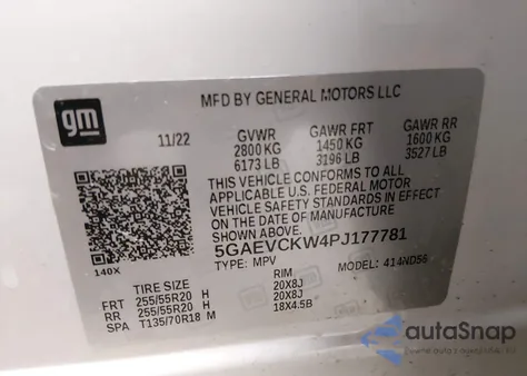 2023 Buick Enclave Avenir Awd z USA, uszkodzony, nr VIN 5GAEVCKW4PJ177781